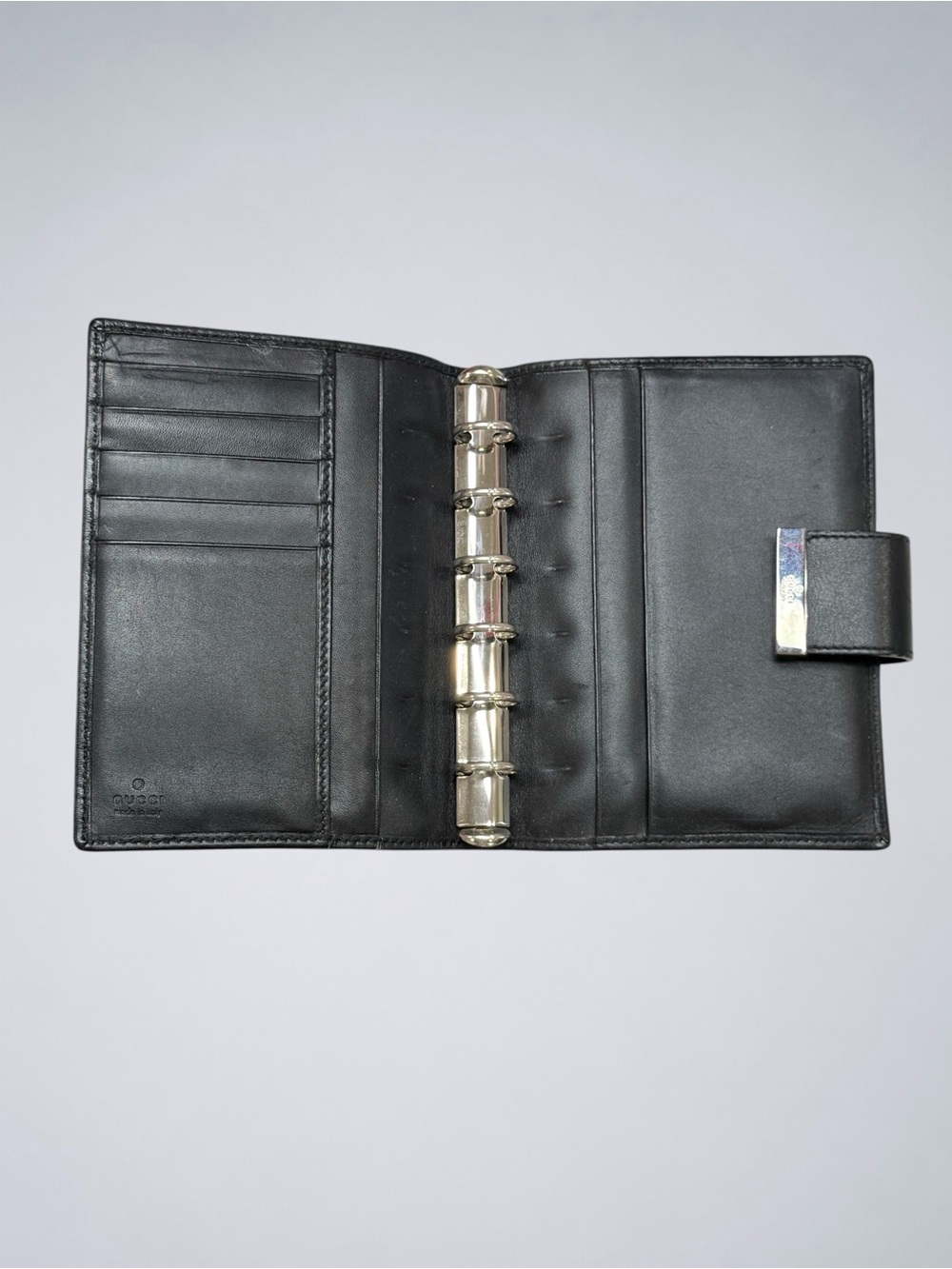 Vintage Gucci GG Denim 6 Ring Agenda Planner Black Y2K Original Retail Tag EPC - Picture 6 of 12